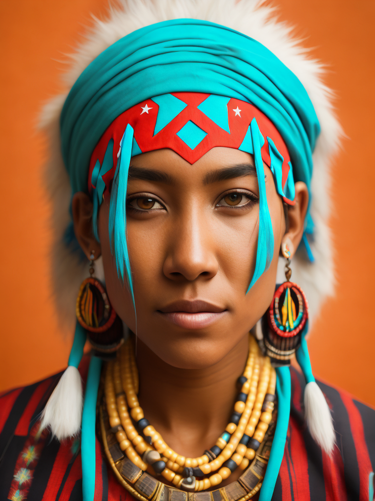 native american woman 14 years old in national dress