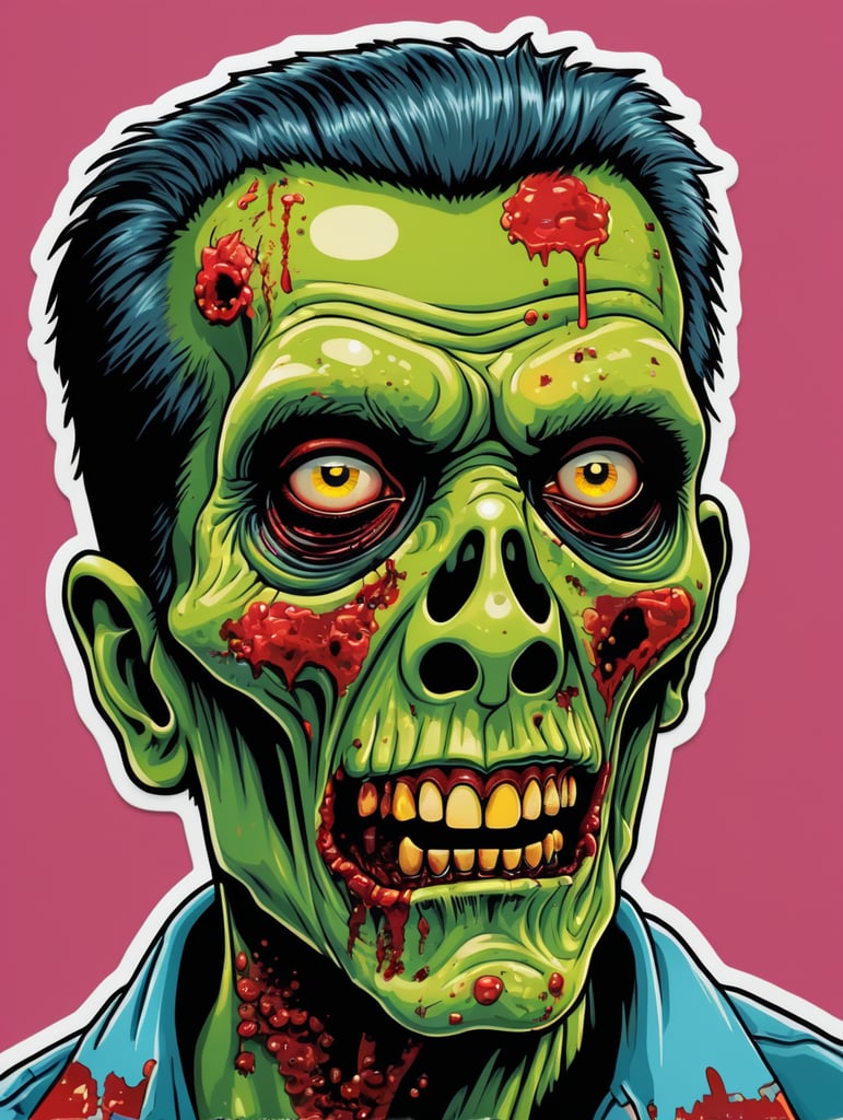 Pop art illustration, sticker, zombie alens
