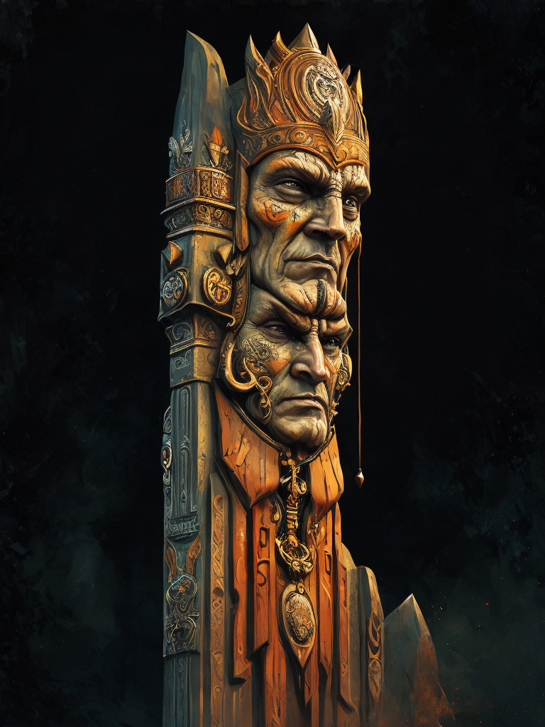 Slavic Totem Pole, deep carved, Slavic angry god face, Slavic Nation, slavic culture, odin