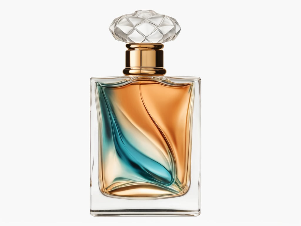 professional photography of a luxury perfume bottle , no background, no label, clear, mockup