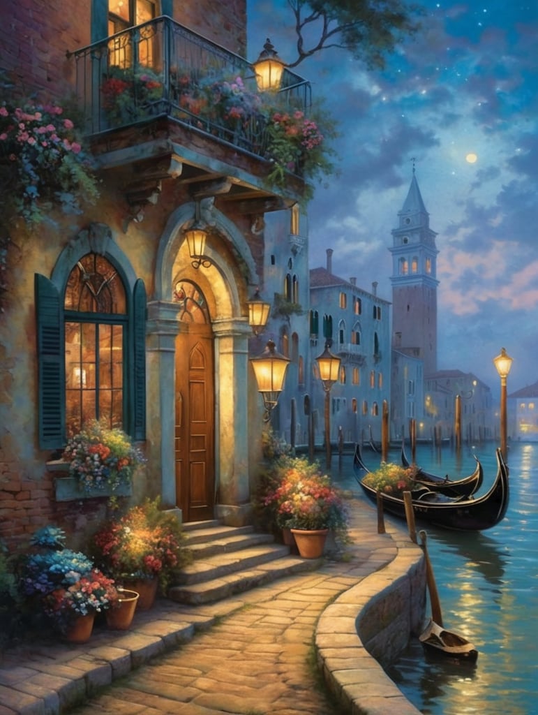 Venice folk art jigsaw Thomas kinkade style
