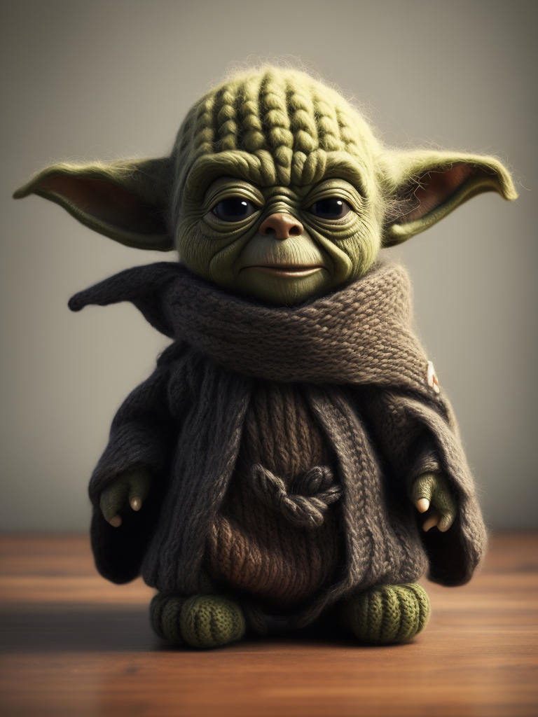 Master Yoda as a knitted toy