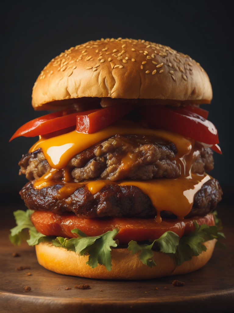 triple meat Smashed ground beef patty cheeseburger