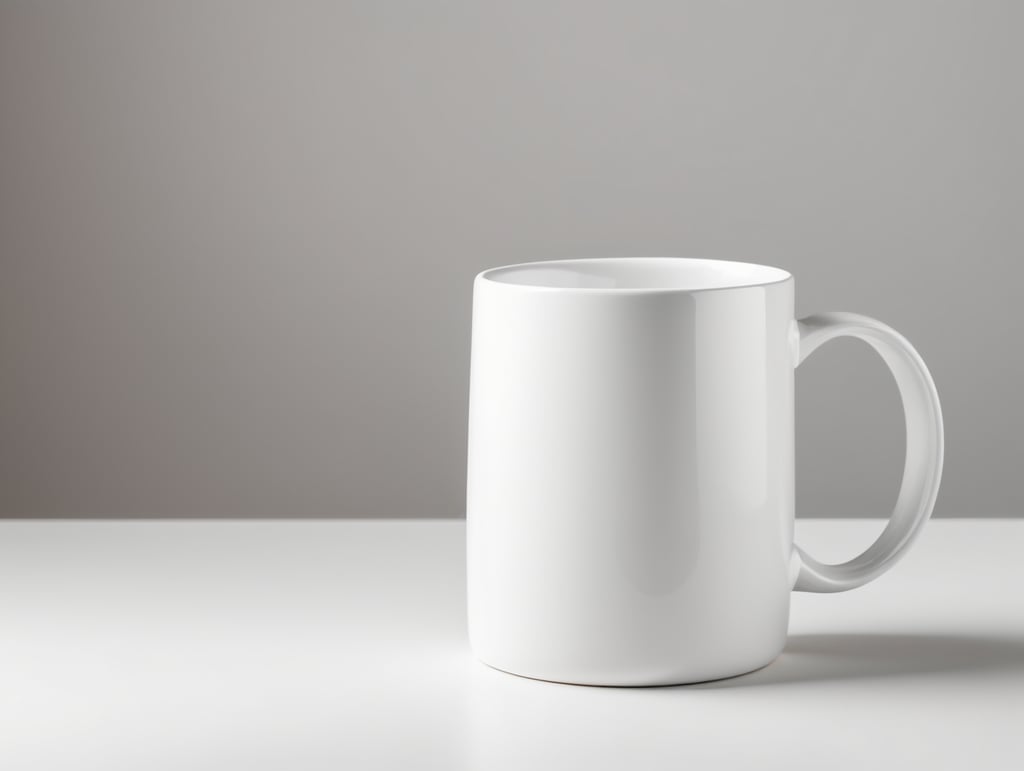 White strait ceramic mug, white background, isolated, mock up, mockup
