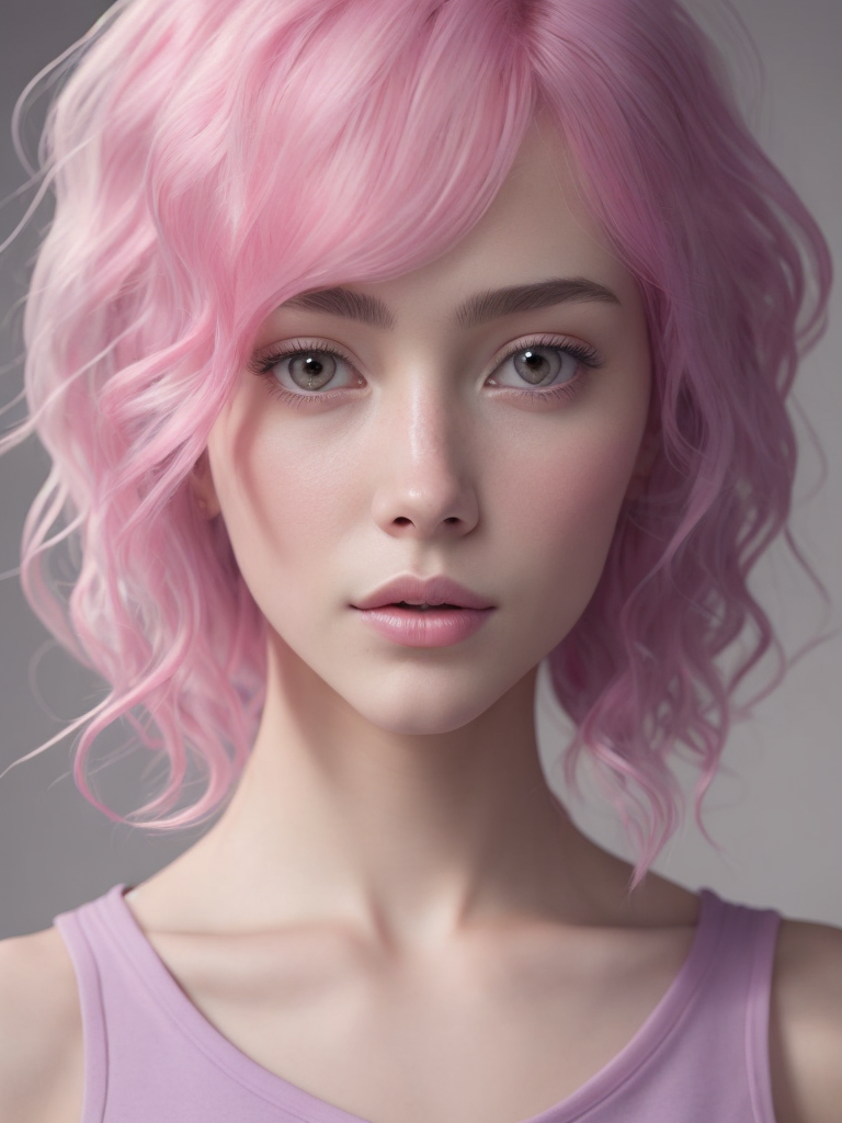 A digital painting of a girl with pink hair, a character portrait by Grillo Demo, featured on cgsociety, space art, artstation hd, behance hd, rendered in unreal engine