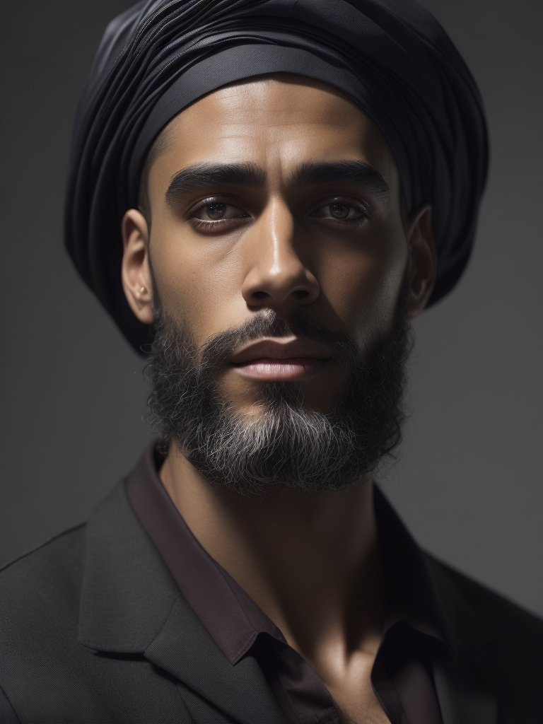 a man in a black dress and a turban