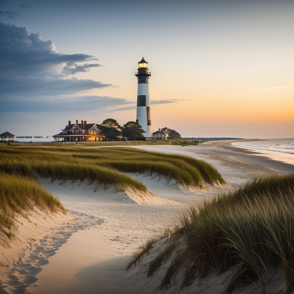 View of Currituck Lighthouse from the beach