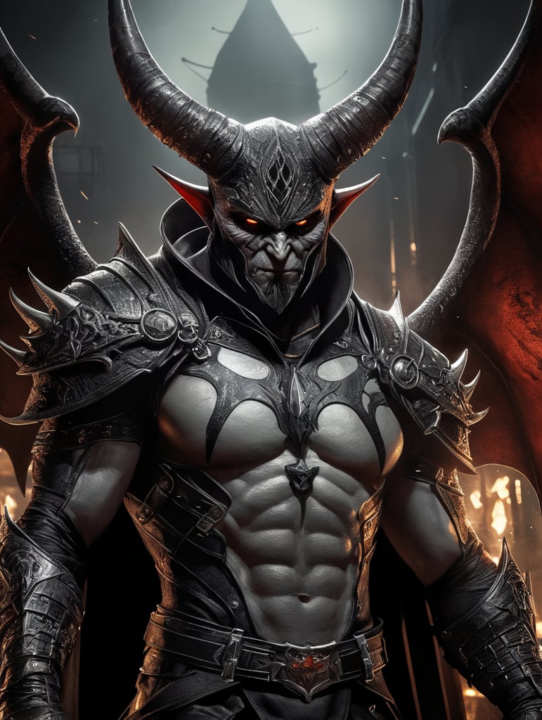 a Demon Hunter, in the style of hyper realistic illustrations, light white and dark silver, contrasting lights and darks, noir comic art, intense gaze --ar 3:2