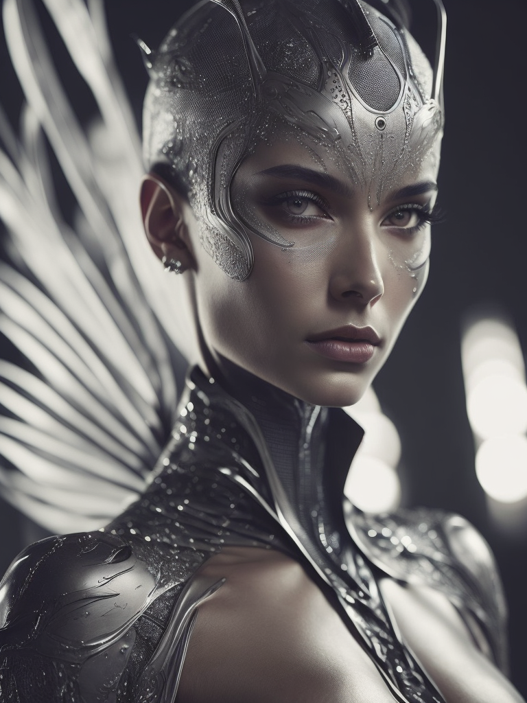 beautiful alien woman by Hajime Sorayama, Hedi Xandt