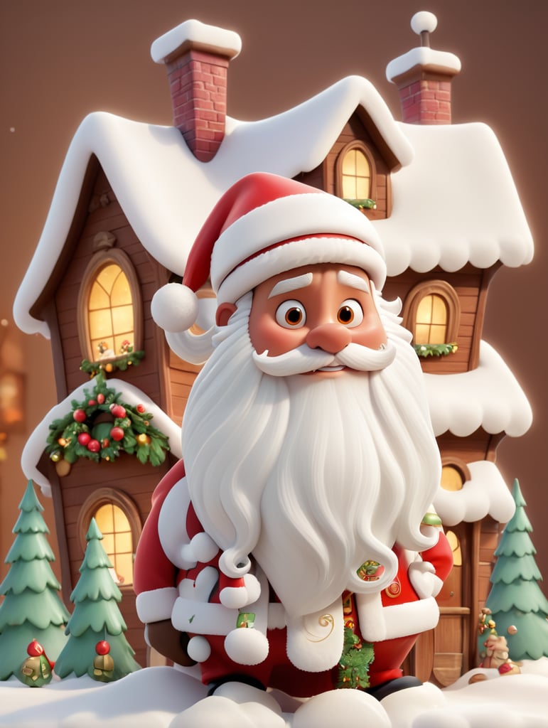Beautiful brown big shiny funny santa clause house