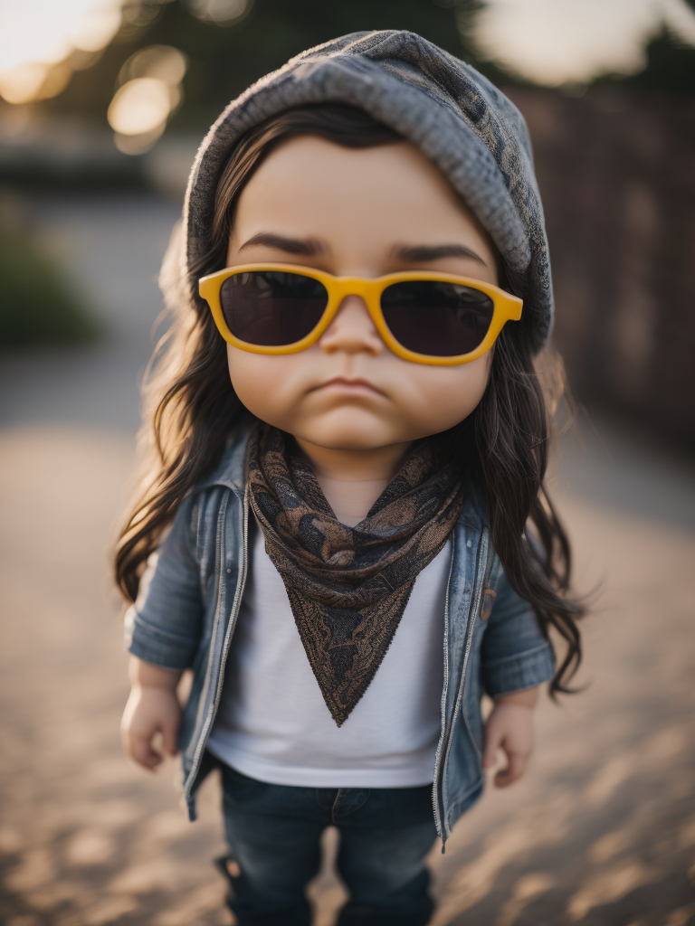 long haired little boy with bandana on face and sunglasses funko pop