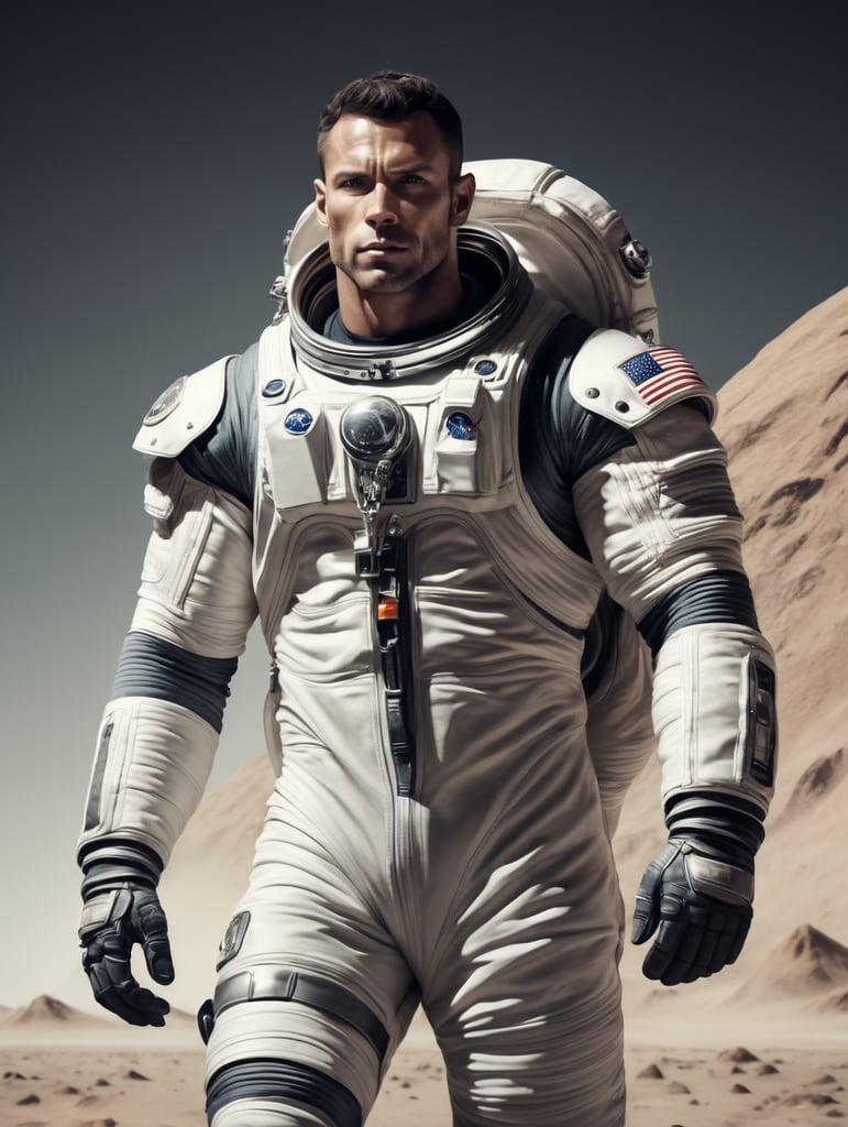 Muscular male astronaut