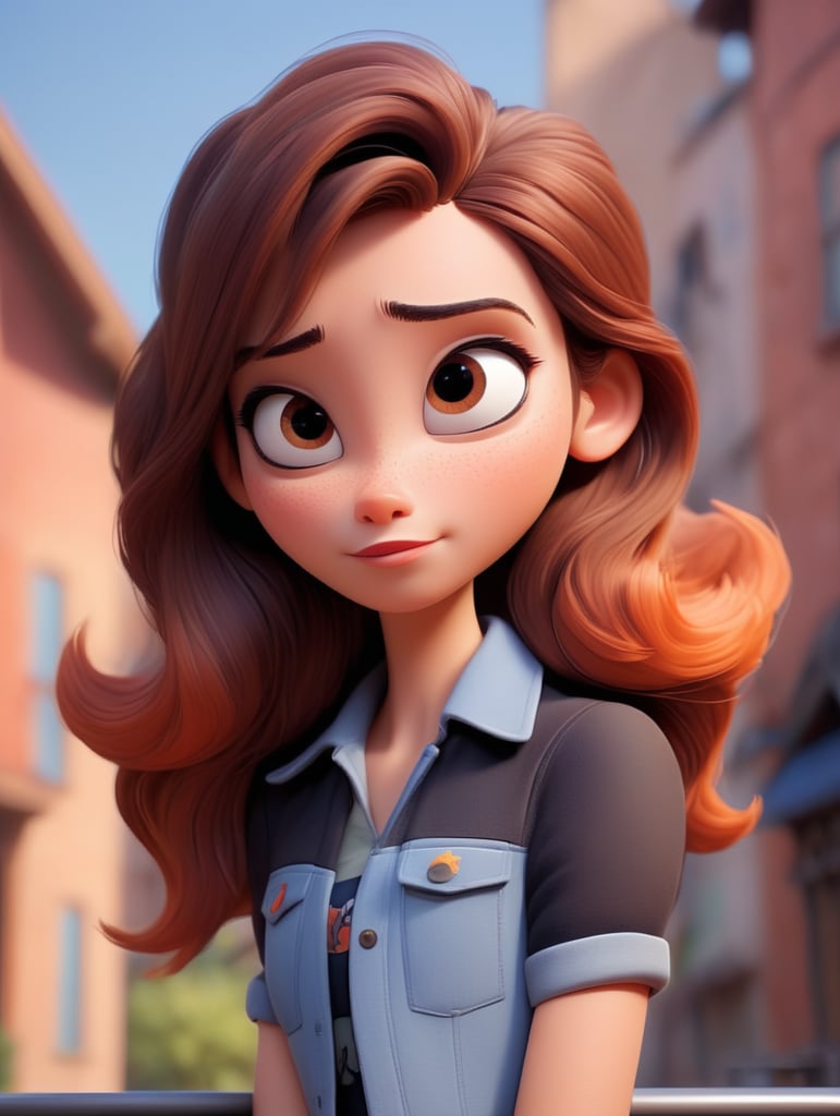 Тёмно коричневые волосы , карие глаза , телесный цвет кожи , средняя длина волос