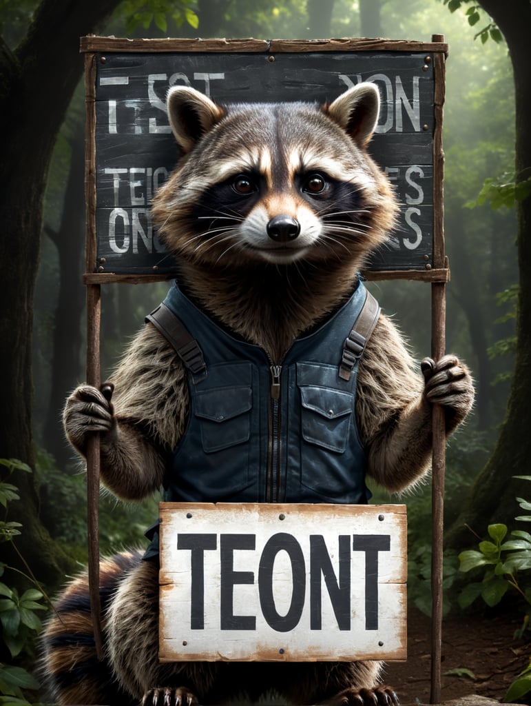 A raccoon holds up a sign that reads "Техники тест-дизайна"