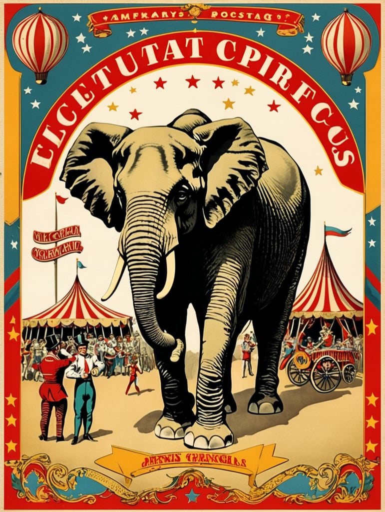 vintage Circus postcard illustration