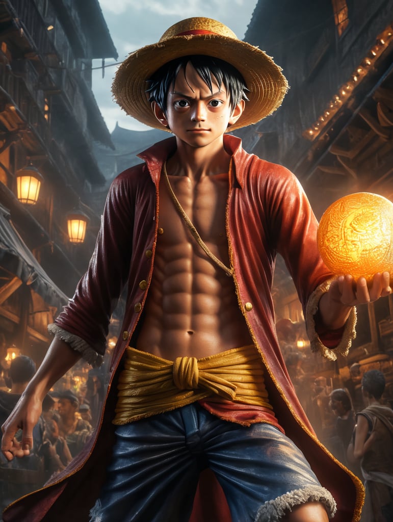 one piece luffy young with morning light