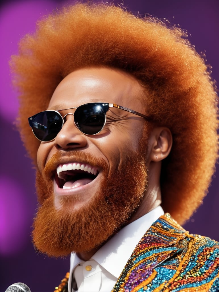 Soul music and Motown Afro ginger beard happy bright