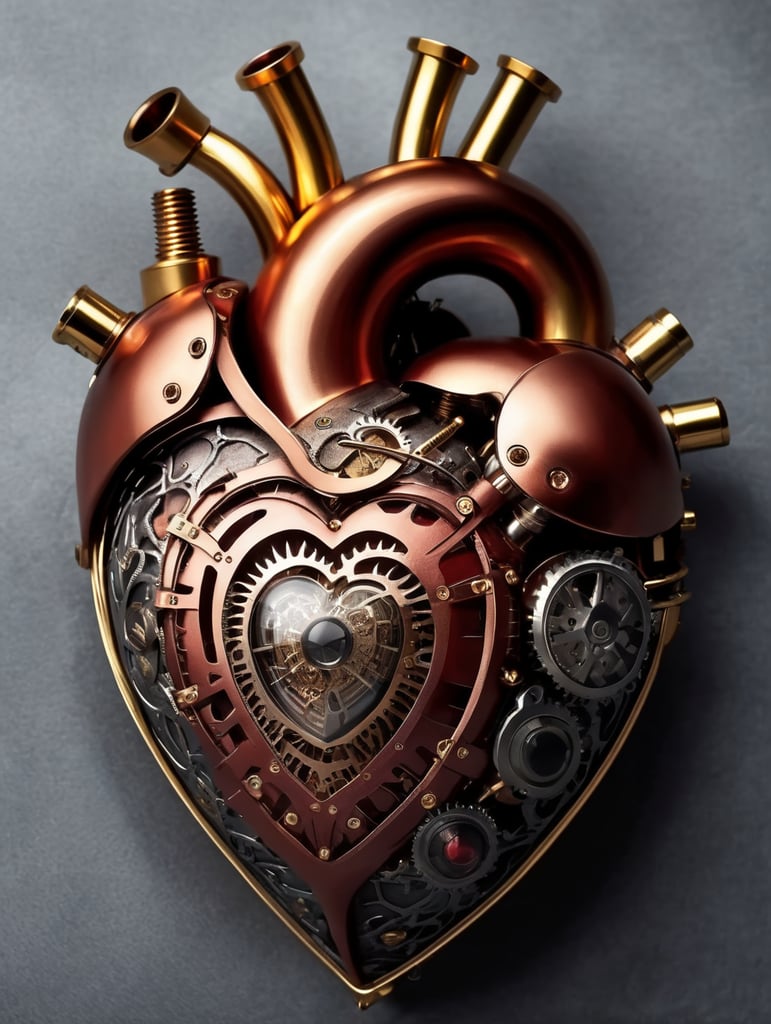 human heart made by a skilled craftsman in medieval steampunk style
