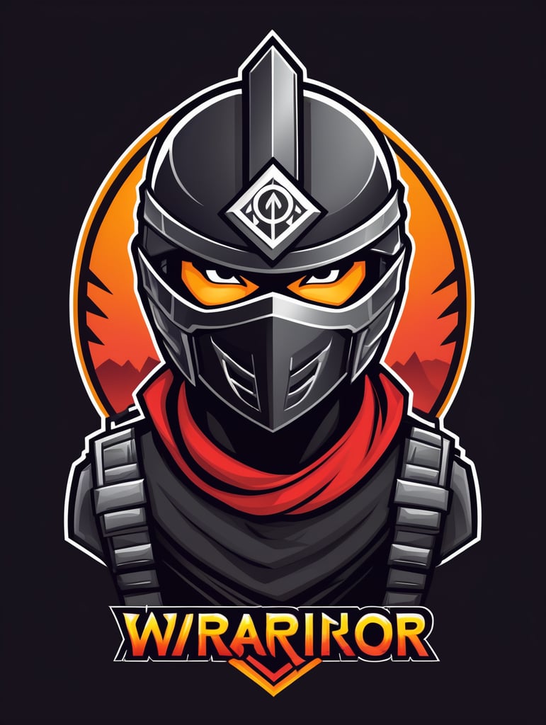 Ninja warrior mascot logo, black background, e-gaming, Gaming Logo, illustration, vector image