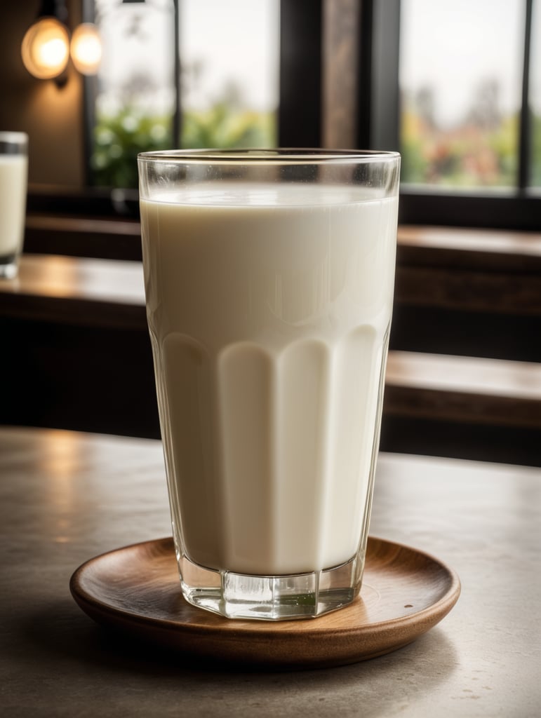 A mockup of a glass of milk.