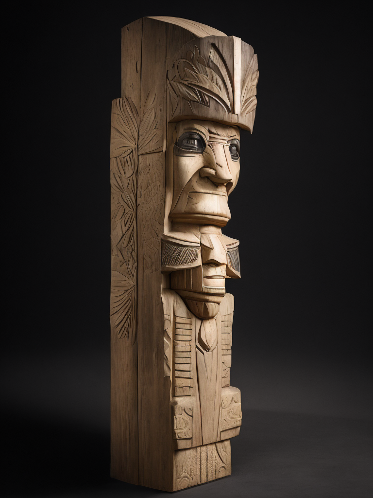 Totem Pole, deep carved, First Nation, North America native people culture