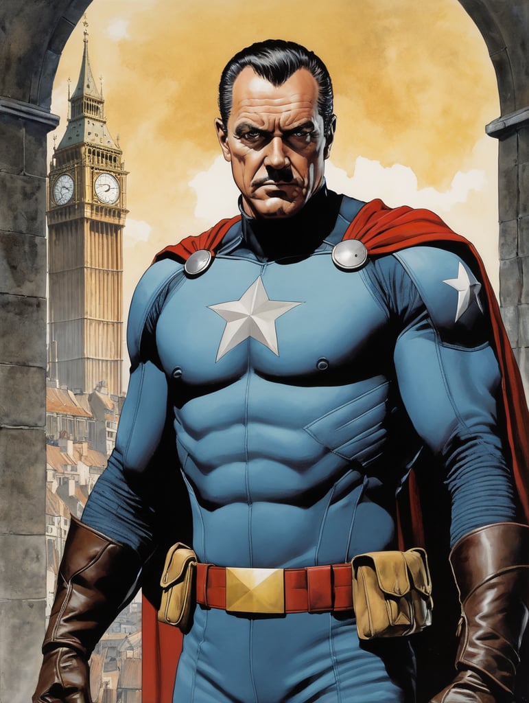 ack Nicholson, Hero portrait, Illustration, Painting, Comic, Acrylic, Gouache, Ink, Cover, Art, UK, style of Glenn Fabry