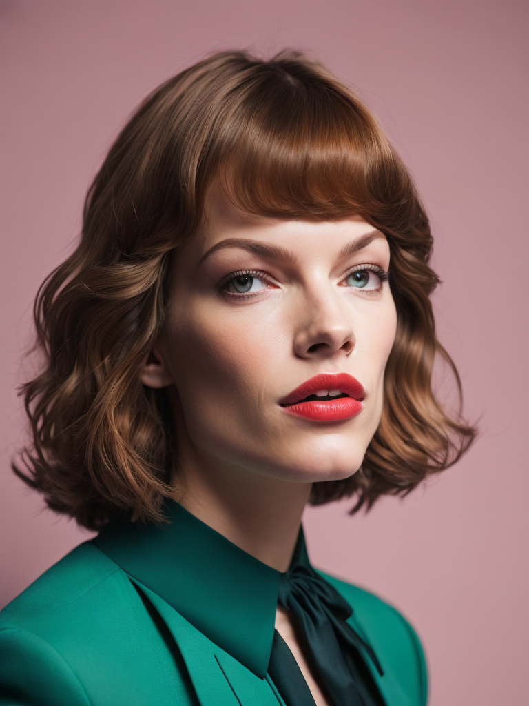 Portrait of Milla Jovovich, Vivid saturated colors, Contrast color, studio photo, professional photo, Rich colors, Detailed image, detailed face, style of Miles Aldridge