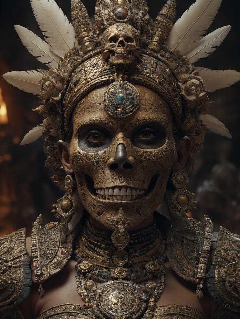 Itzpapalotl, aztec deity, woman with a skull face