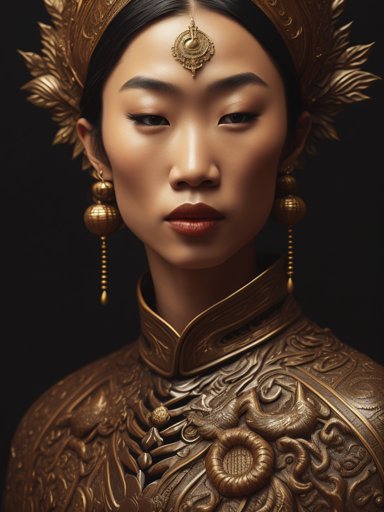 a graceful woman, Chinese Wood carving, retro, textured, prominent details, minimalist, modeling, high-definition, fine, light and shadow, single object, shoot by a sony camera, 35mm, intricate designs, delicate details, and high level of craftsmanship, aesthetic beauty, cultural significance, and historical importance