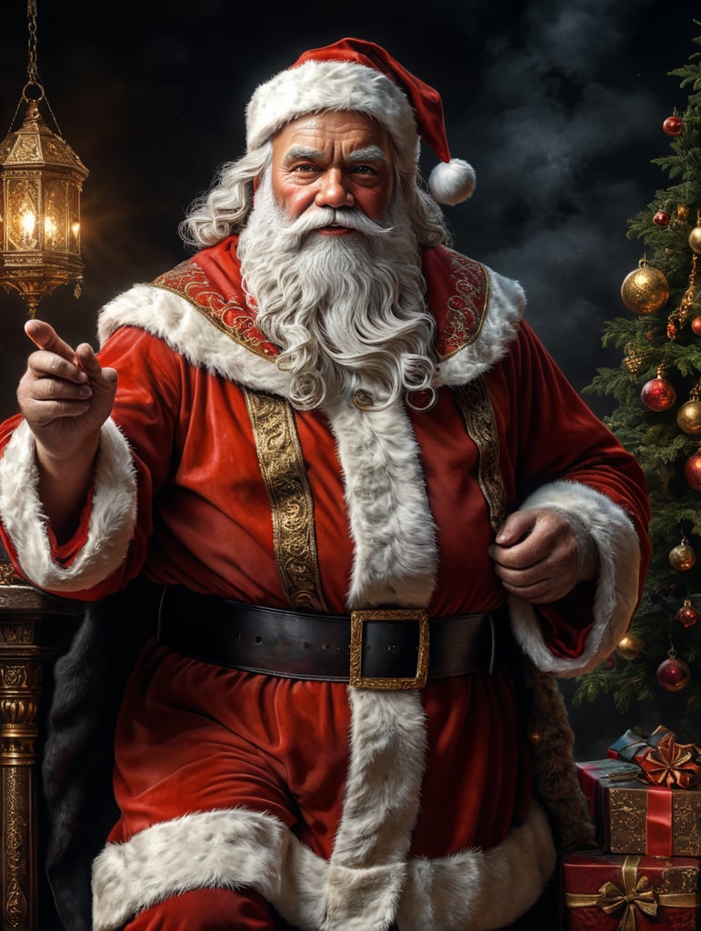 A portrait of the full body of Santa