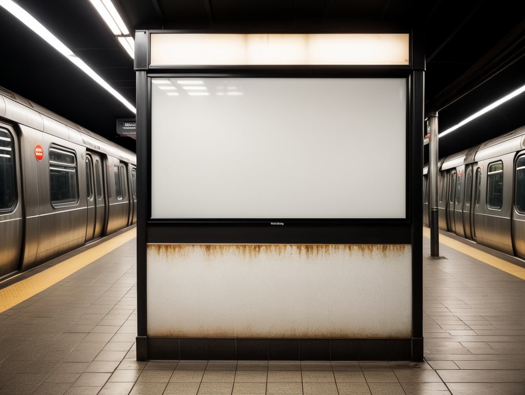 subway blank white billboard, mockup, mock up