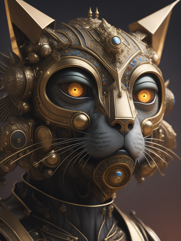 Masterpiece sculpture of an ornate bejeweled mechanical robot dog face, by annie swynnerton and diego rivera and nicholas roerich and jean delville, symbolist, dramatic lighting, god rays, elaborate geometric ornament, art brut, rich colors, smooth, sharp focus, extremely detailed, adolf wolfli and donato giancola