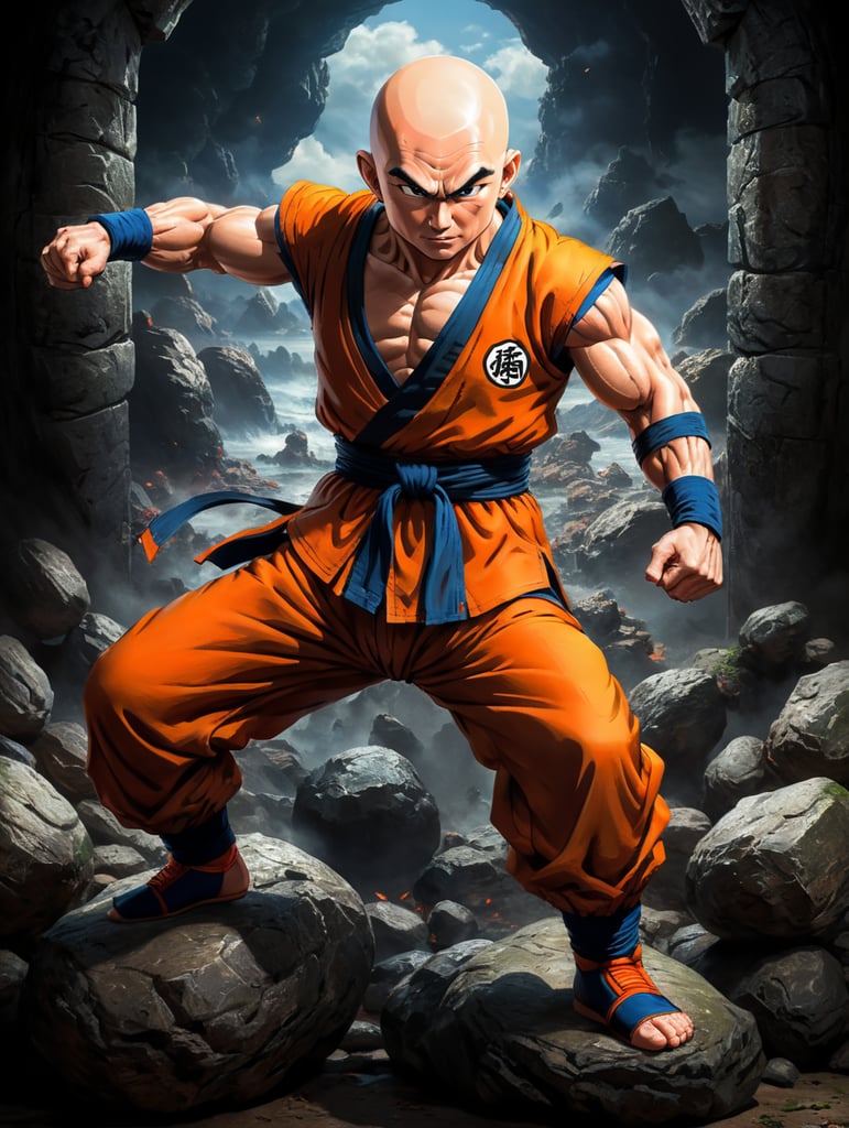 Krillin is a bald martial artist and one of Goku's best friends and classmates, Dragon Ball