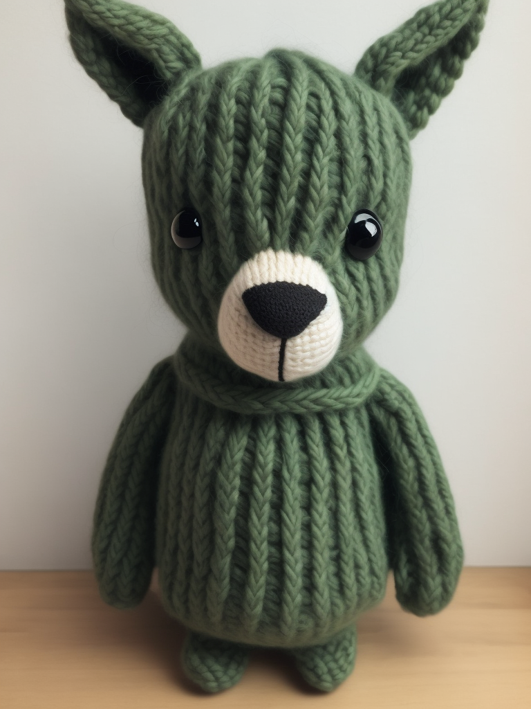 Knitted green lama