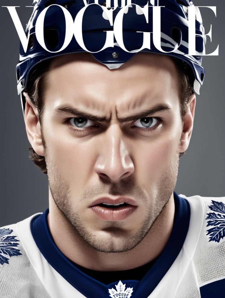 Toronto Maple Leafs Ice hockey player angry face on the cover of Vogue