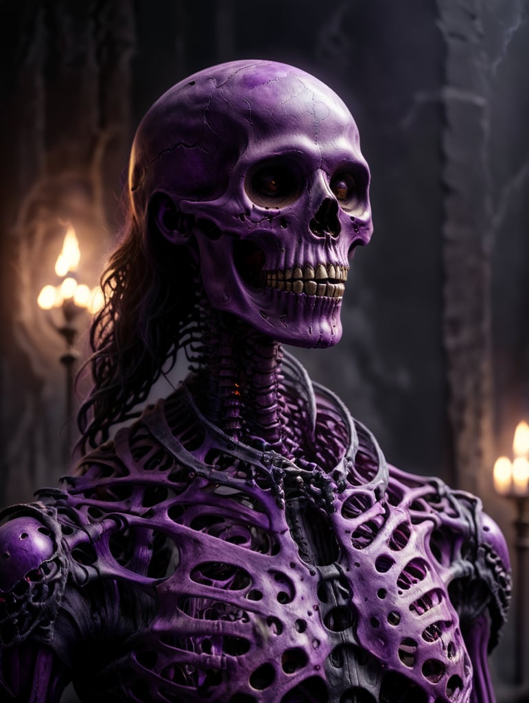 ((purple)) skeleton posing portrait
