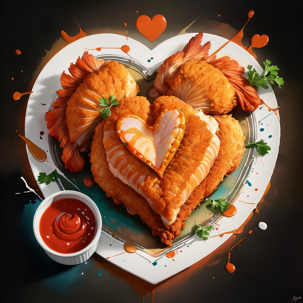 love-heart shaped chicken schnitzel