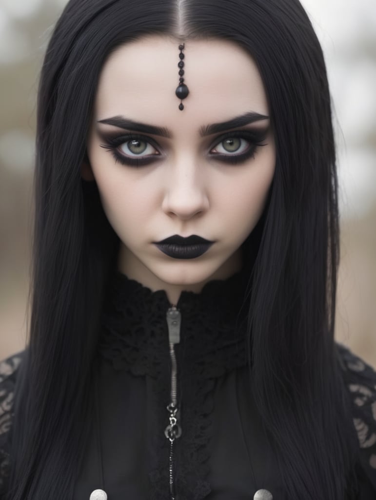 Teen Goth woman, slightly annpyed