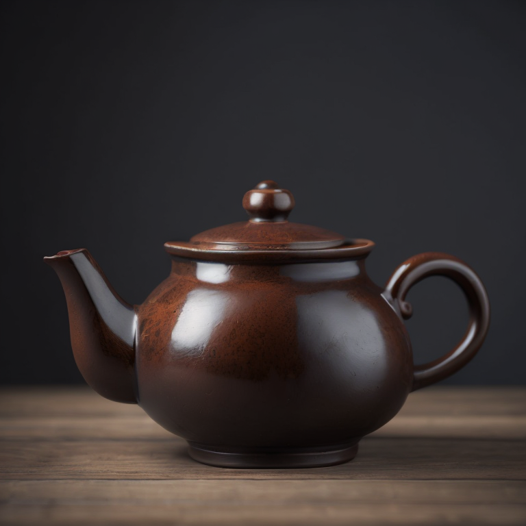 ancient small clay and glazed Chinese teapot, deep atmosphere, realistic photo