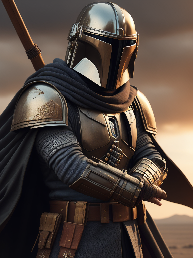 the Mandalorian as a traditional samurai