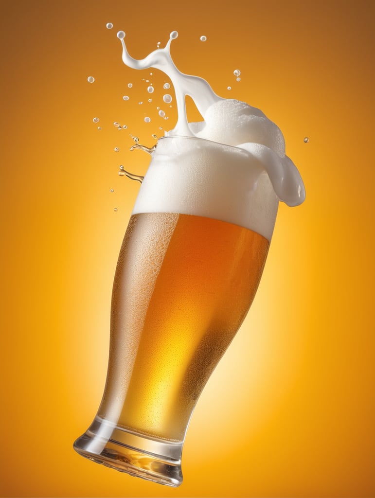 professional photo of a beer glass, Beer foam coming out of a glass