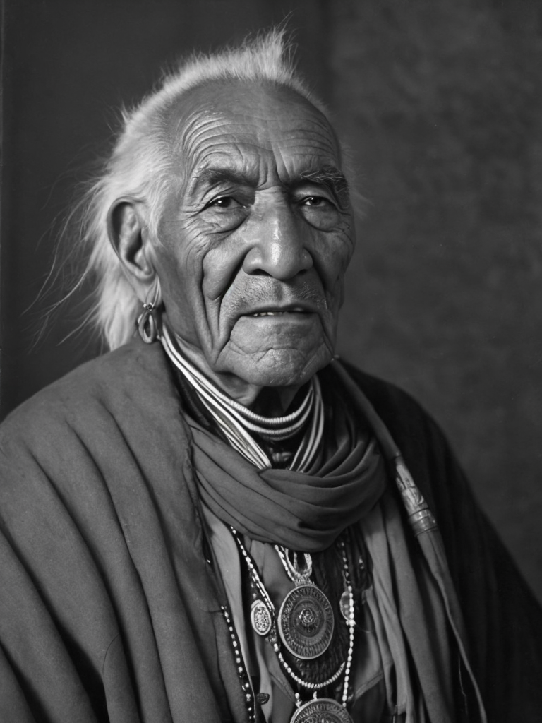 Canada's First Nations people, rare historical photo, black and white photography, a old man, redskin, native Americans