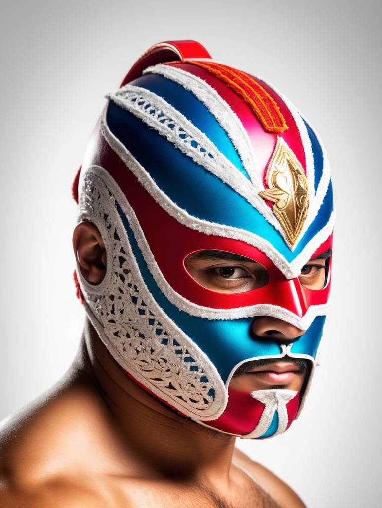 Portrait of a masked mexican wrestler, Vivid saturated colors, Contrast color, studio photo, professional photo, Rich colors, Detailed image