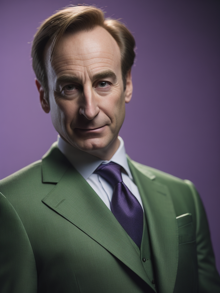 Saul goodman as green globin in a marvel movie, purple suit