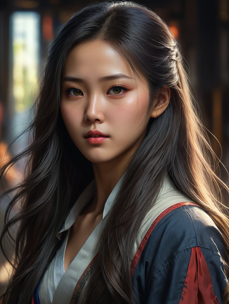 Korean girl with long hair