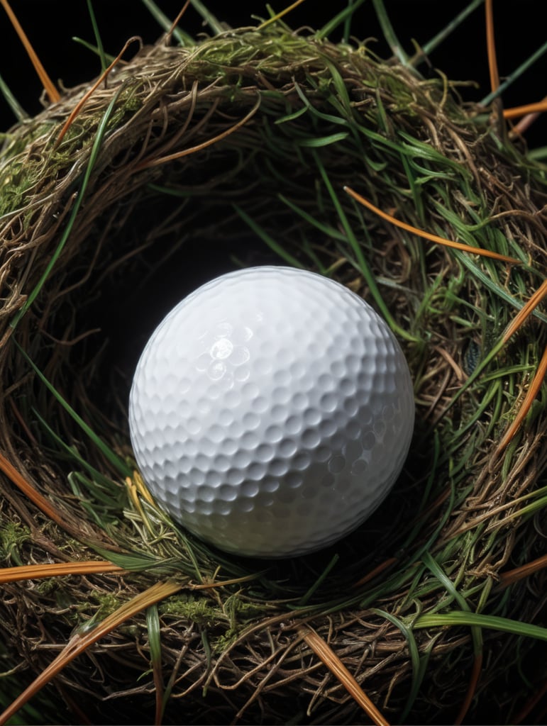 small golf ball, bird's nest