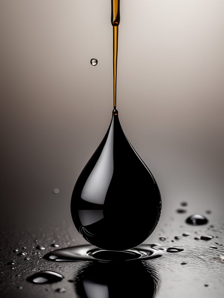 Minimalism, black oil drop on a black background