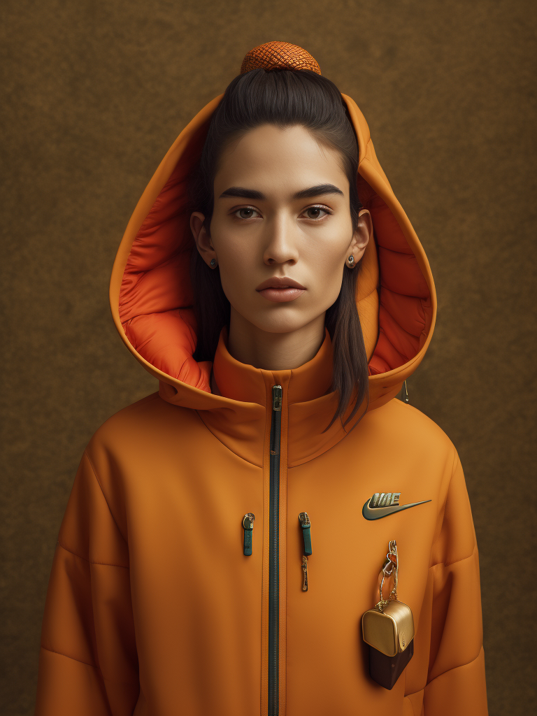 Nike editorial portrait, ultra detailed photography of fashion design concepts inspired by Wes Anderson films with model in a cinamagraphic style