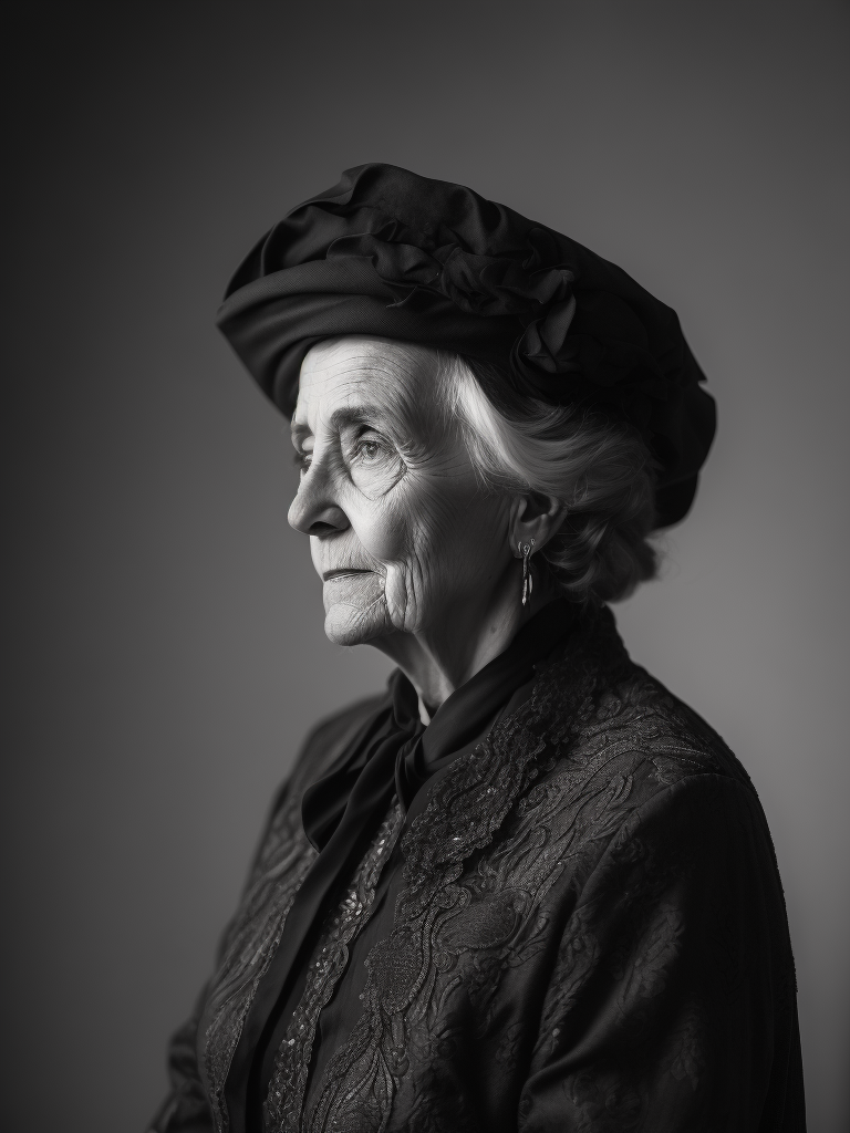 Portrait of an elderly woman in a black dress, Photography, Portrait, B , France, style of Eugène Atget