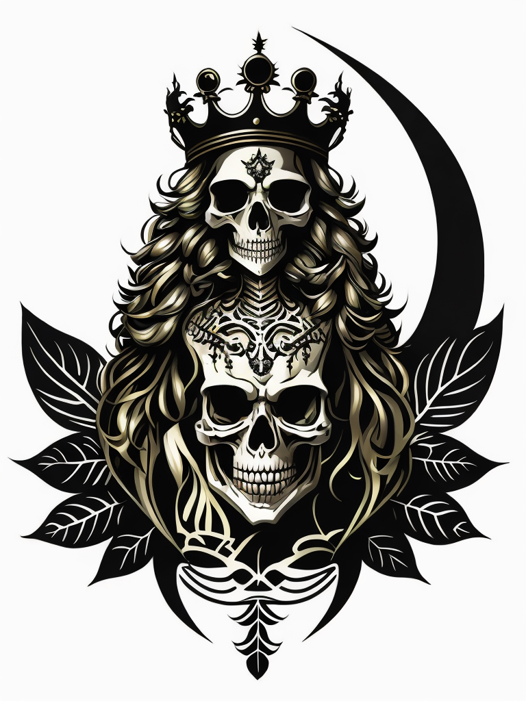 A vector art of a queen skeleton tattoo